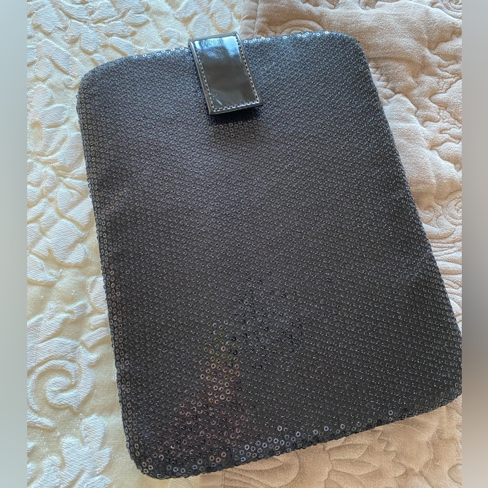 Black sequinned padded iPad tablet protective case